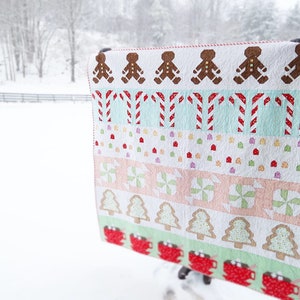 Gingerbread House Christmas Candy Row PDF Quilt Pattern Traditional Piecing Throw Quilt image 2