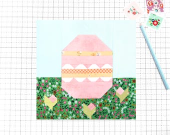 Easter Egg Hunt Quilt Block Pattern Spring PDF - Instructions for 6 inch, 9 inch, 12 inch, 18 inch, 24 inch Blocks Traditional Piecing