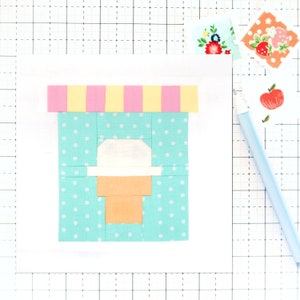 Ice Cream Carton Summer Picnic Food Quilt Block PDF pattern-Includes instructions for 6 inch, 12 inch, 18 inch, 24 inch Finished Blocks