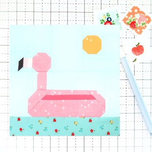 Flamingo Floatie Summer Swimming Pool Quilt Block PDF pattern-Includes instructions for 6 inch, 12 inch, 18 inch, 24 inch Finished Blocks