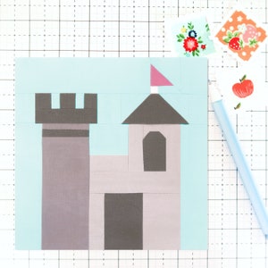 Castle Princess Quilt Block PDF pattern - Includes instructions for 6 inch and 12 inch Finished Blocks