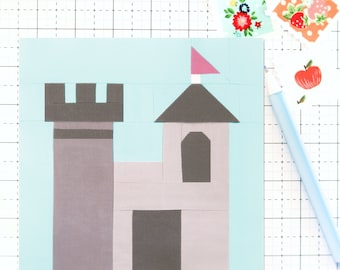 Castle Princess Quilt Block PDF pattern - Includes instructions for 6 inch and 12 inch Finished Blocks