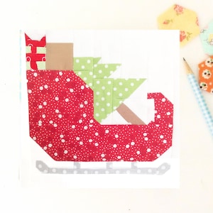Sashing Through the Snow Sleigh Quilt Block Pattern Includes instructions for 6 inch and 12 inch blocks
