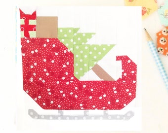 Sashing Through the Snow Sleigh Quilt Block Pattern Includes instructions for 6 inch and 12 inch blocks