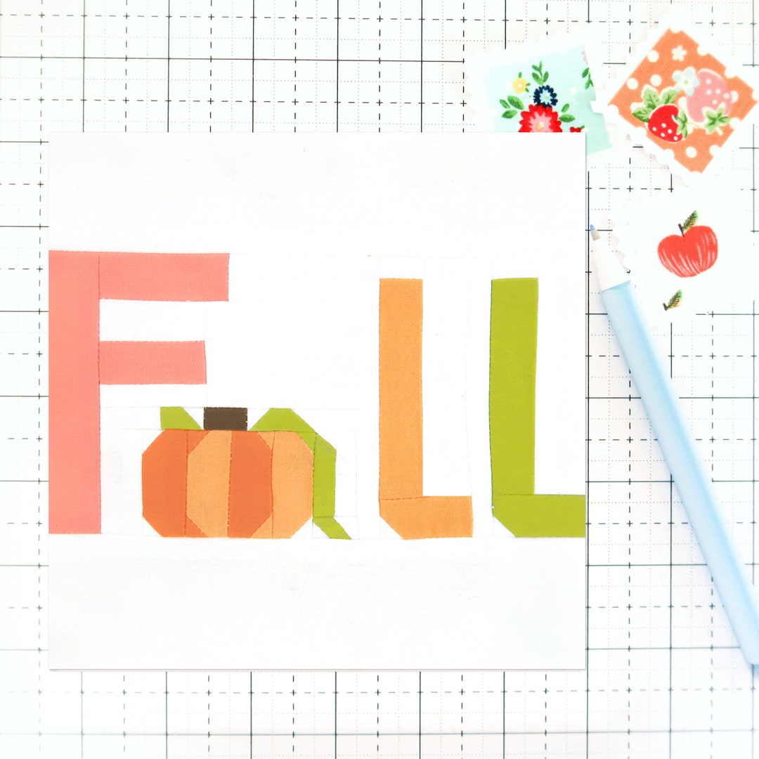 Fall Word Text Pumpkin Autumn Harvest Quilt Block PDF Pattern ...