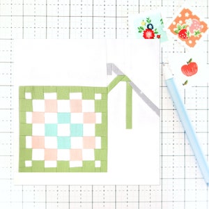 Crochet Hook and Granny Square Quilt Block PDF pattern - Includes instructions for 6 inch and 12 inch Finished Blocks