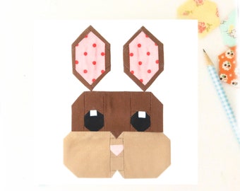 Süßes Häschengesicht Frühling Ostern Quilt Block PDF Anleitung - Enthält Anweisungen für 15 cm und 30 cm Fertige Blöcke