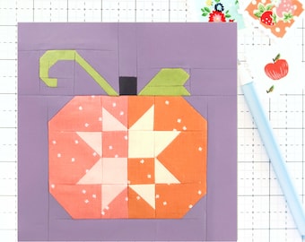 Pumpkin Star Fall Autumn Quilt Block PDF pattern-Instructions for 6 inch, 12 inch, 18 inch and 24 inch Finished Blocks