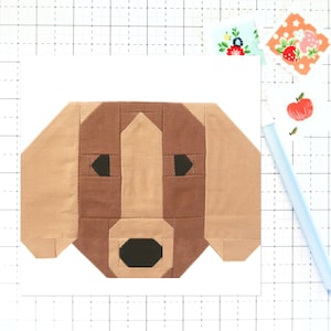 Dachshund Wiener Dog Puppy Quilt Block PDF pattern - Instructions for 6 inch, 12 inch, 18 inch, and 24 inch Finished Blocks