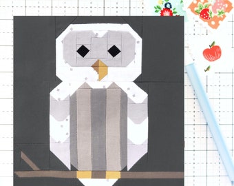 Winter Owl Quilt Block Pattern Bird Animal PDF - Includes instructions for 6 inch, 12 inch, 18 inch and 24 inch Blocks Traditional Piecing