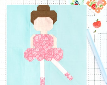Ballerina Ballet Dance Girl Quilt Block Pattern PDF - Includes instructions for 6 inch, 12 inch, 18 inch, and 24 inch Finished Blocks