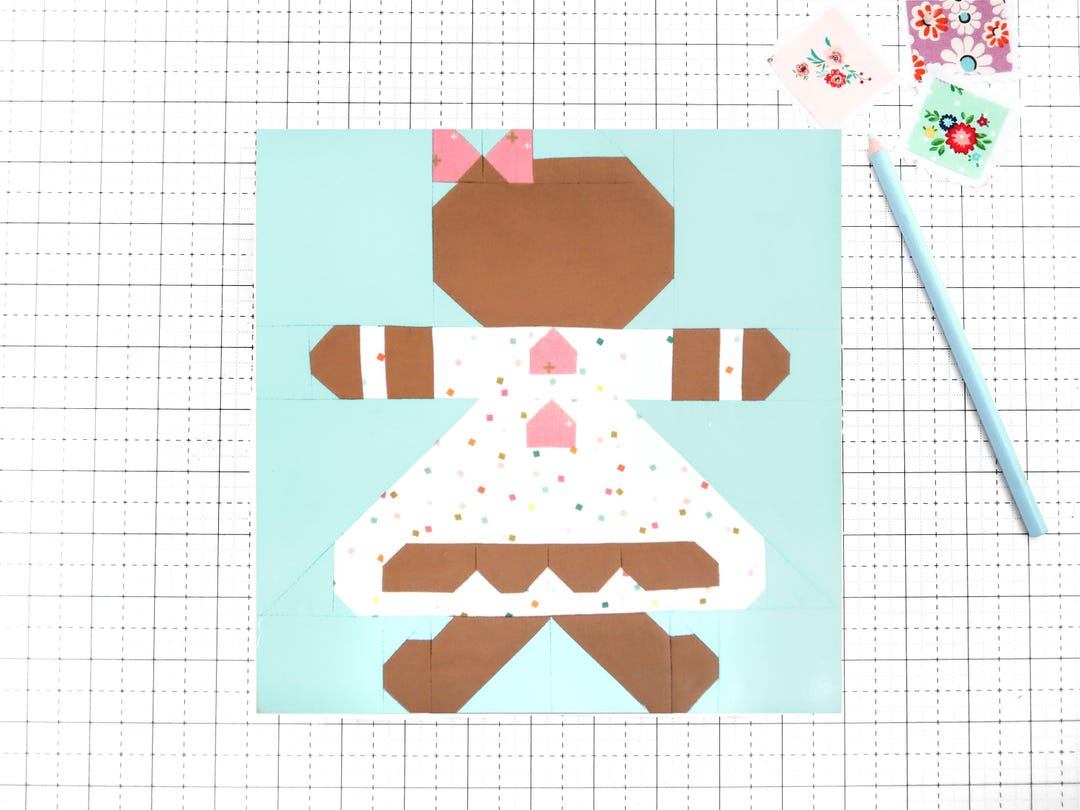 Gingerbread Girl Christmas Holiday Cookie Quilt Block PDF Pattern ...