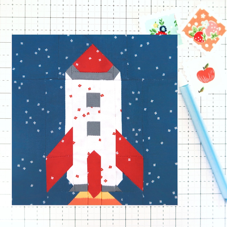 Rocket Outer Space Astronaut Quilt Block PDF Etsy