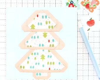 Modello PDF del blocco trapunta natalizio Sugar Cookie Holiday - Include istruzioni per blocchi finiti da 6 pollici, 12 pollici, 18 pollici e 24 pollici