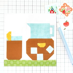 Sweet Tea Summer Drink Pitcher Quilt Block PDF pattern-Includes instructions for 6 inch, 12 inch, 18 inch, 24 inch Finished Blocks