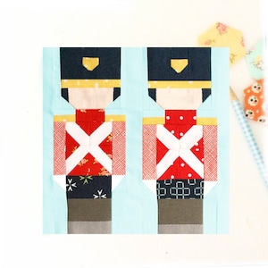 Christmas Toy Soldiers Nutcracker Quilt Block Pattern PDF - Includes instructions for 6 inch and 12 inch Finished Blocks