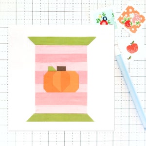 Pumpkin Spool Fall Autumn Quilt Block PDF pattern-Instructions for 6 inch, 12 inch, 18 inch and 24 inch Finished Blocks