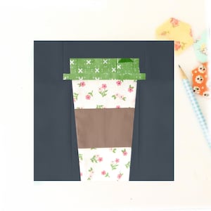 Coffee Cup on-the-go PDF quilt block pattern - Includes instructions for 6 inch and 12 inch Finished Blocks