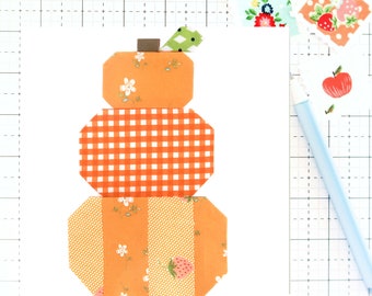 Stack of Pumpkins Fall Autumn Quilt Block PDF pattern-Instructions for 6 inch, 12 inch, 18 inch and 24 inch Finished Blocks