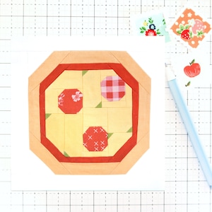 Pizza Quilt Block Pattern Party Food PDF - Includes instructions for 6 inch, 12 inch, 18 inch and 24 inch Blocks Traditional Piecing