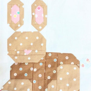 Bunny Bun Quilt Block PDF Instant Download Rabbit Quilt Block Pattern 6 inch and 12 inch block instructions image 3