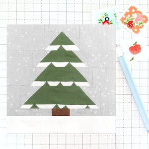 Evergreen Pine Tree Winter Quilt Block PDF Muster - Enthält Anweisungen für 15 cm, 12 Zoll, 18 Zoll und 24 Zoll Fertige Blöcke