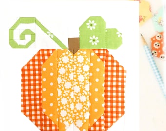 Classic Pumpkin Patch Fall Autumn PDF Quilt Block Pattern - Includes instructions for 6 inch, 12 inch, 18 inch, and 24 inch Finished Blocks