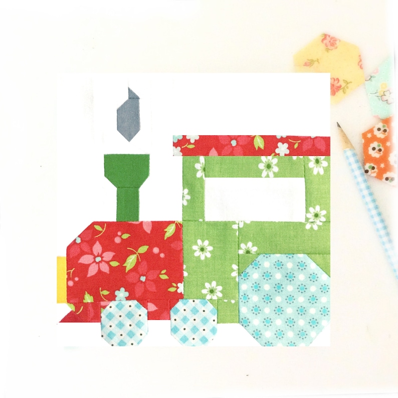 Train Engine Quilt Block Pattern PDF Includes instructions for 6 inch and 12 inch Finished Blocks image 1