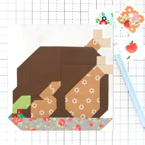 Roast Turkey Christmas Thanksgiving Quilt Block Pattern - Includes instructions for 6 inch, 9 inch, 12 inch, 18 inch, and 24 inch Blocks
