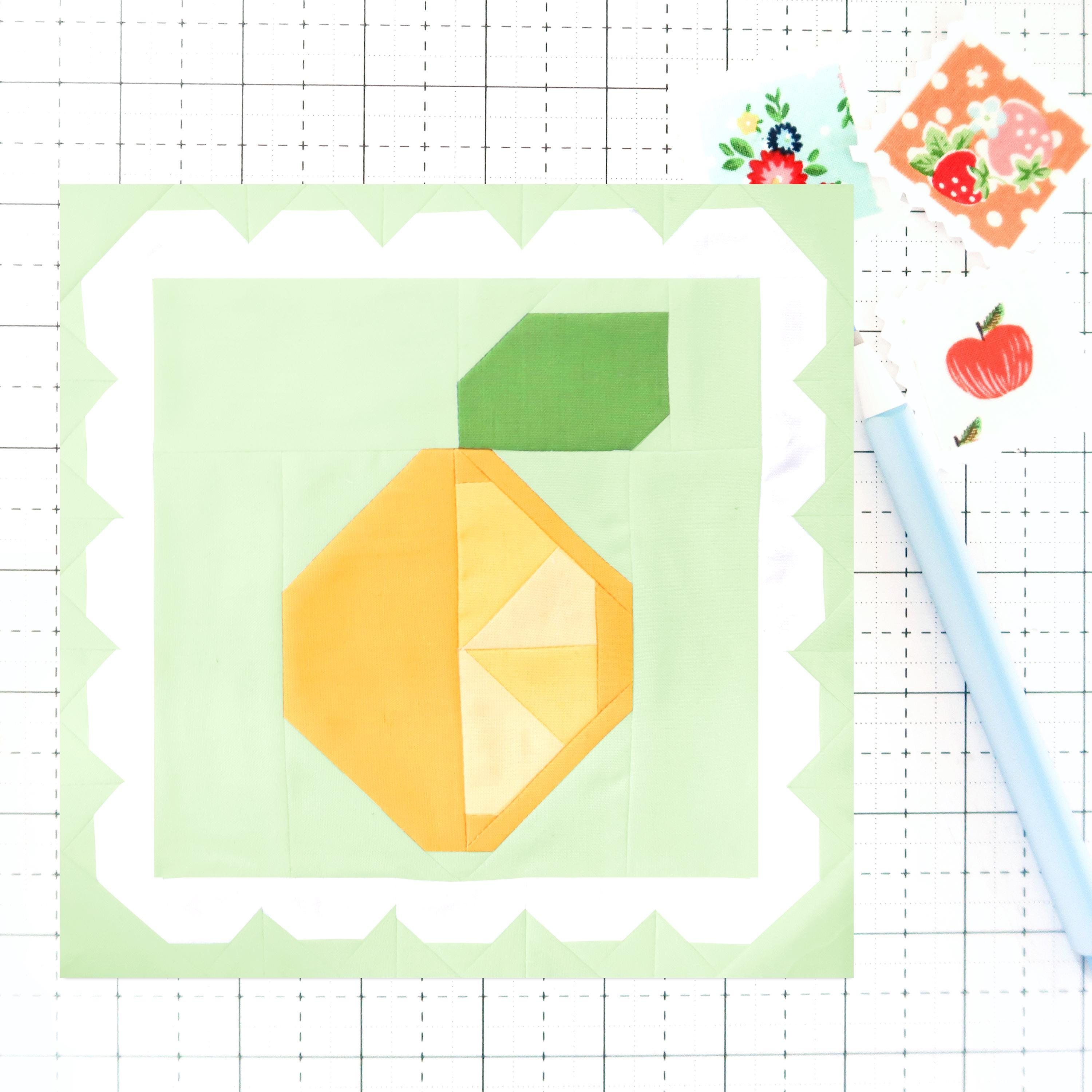 Lemon With Scallop Border Quilt Block Pattern Fruit PDF - Instructions ...