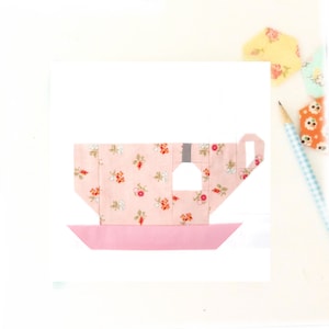 Teacup -- Tea Cup PDF quilt block pattern - Includes instructions for 6 inch, 12 inch, 18 inch and 24 inch Finished Blocks