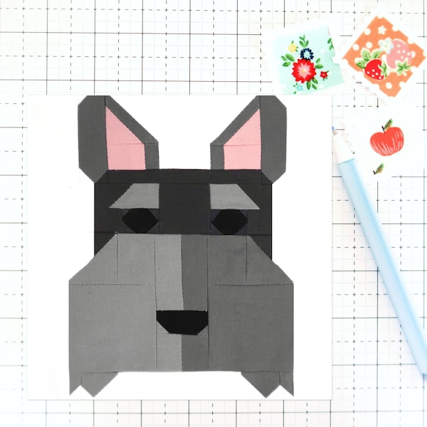 Scottie Dog Scottish Terrier Dog Puppy Quilt Block PDF pattern -Includes instructions for 6 inch, 12 inch, 18 inch, 24 inch Finished Blocks