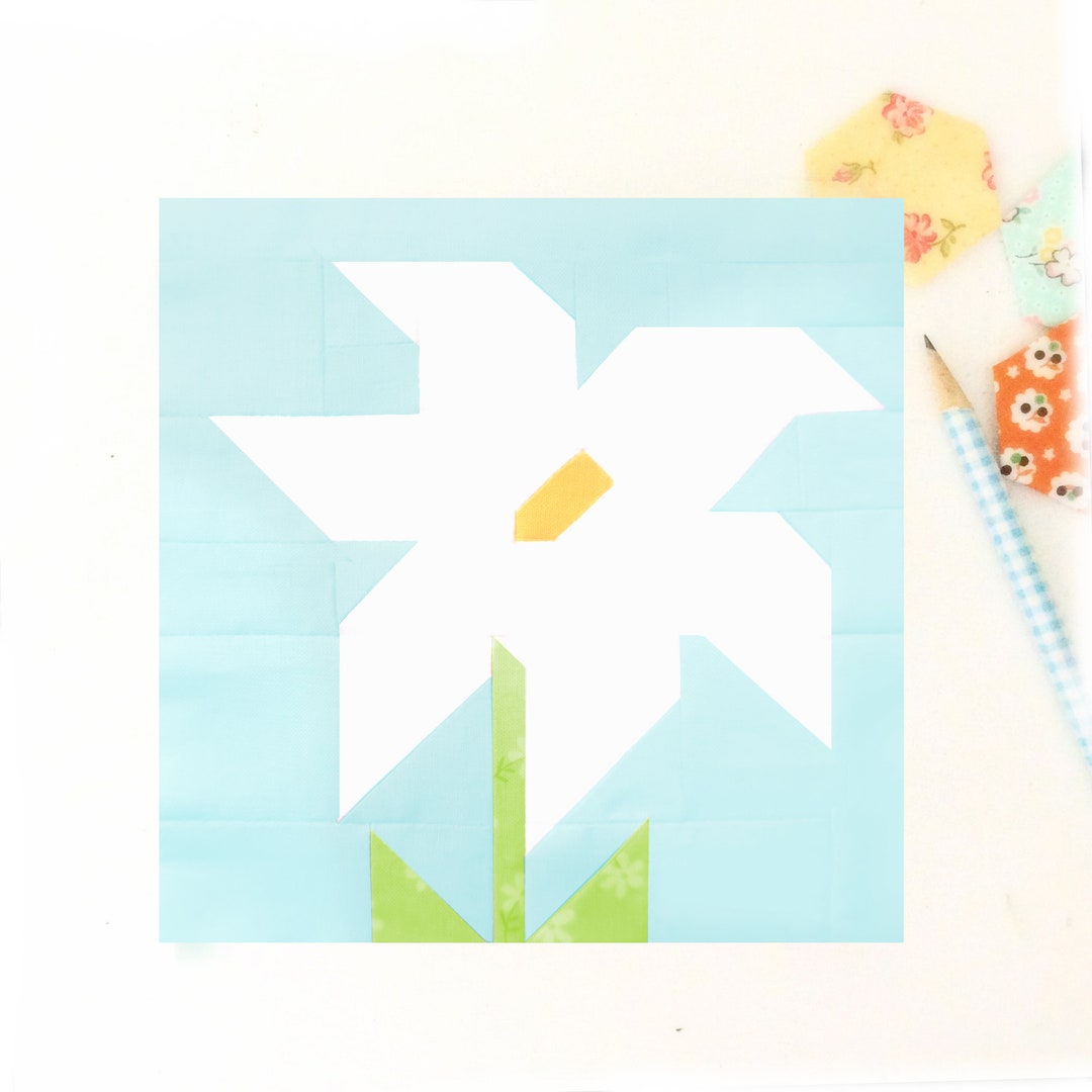 Easter Lily Spring Flower Quilt Block PDF Pattern Includes Instructions