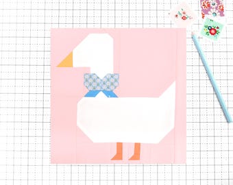 Goose with a Bow Quilt Block Pattern Spring PDF - Instructions for 6 inch, 9 inch, 12 inch, 18 inch, 24 inch Blocks Traditional Piecing