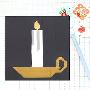 Drippy Candle Stick Spooky Fall Quilt Block PDF pattern-Includes instructions for 6 inch, 12 inch, 18 inch, 24 inch Finished Blocks