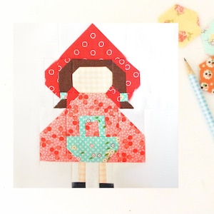 Little Red Riding Hood Quilt Block PDF Pattern - Traditional piecing - 6 inch and 12 inch blocks