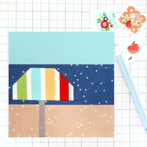 Beach Day Quilt Block Pattern PDF Nautical Ocean Beach Umbrella - Instructions for 6 inch, 9 inch, 12 inch, 18 inch, 24 inch Finished Blocks