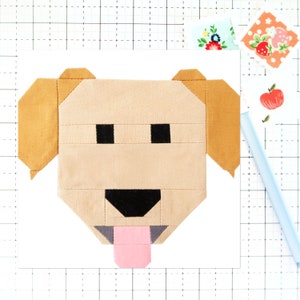 Motif de blocs de courtepointe Golden Retriever pour chien Labrador PDF - Instructions pour les blocs de courtepointe finis de 6 pouces, 12 pouces, 18 pouces, 24 pouces