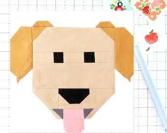 Golden Retriever Dog Quilt Block Pattern Labrador PDF  - Includes instructions for 6 inch, 12 inch, 18 inch, 24 inch Finished Quilt Blocks