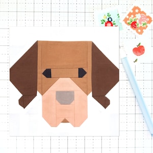 Vizsla Dog Puppy Animal Quilt Block PDF pattern -Includes instructions for 6 inch, 12 inch, 18 inch and 24 inch Finished Blocks