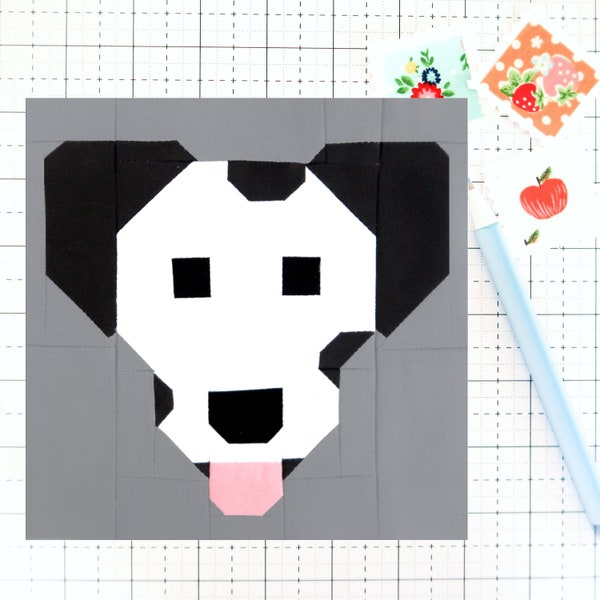 Dalmatian Dog Puppy Quilt Block PDF pattern -Includes instructions for 6 inch, 12 inch, 18 inch and 24 inch Finished Blocks