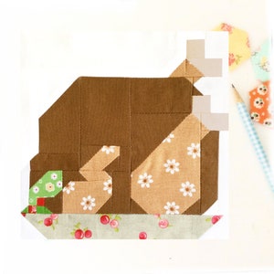 Roast Turkey Christmas Thanksgiving Quilt Block Pattern - Includes instructions for 6 inch and 12 inch Finished Blocks