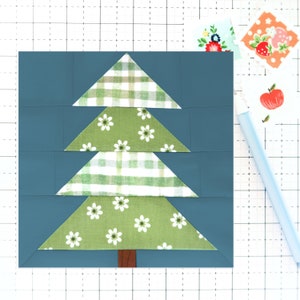 Pine Tree Quilt Blockmuster Camping Forest PDF – Anleitung für 6 Zoll, 9 Zoll, 12 Zoll, 18 Zoll, 24 Zoll Blöcke, traditionelles Zusammensetzen