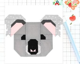 Koala Quilt Block Pattern Australian Animal PDF - Instructions for 6 inch, 9 inch, 12 inch, 18 inch, 24 inch Blocks Traditional Piecing