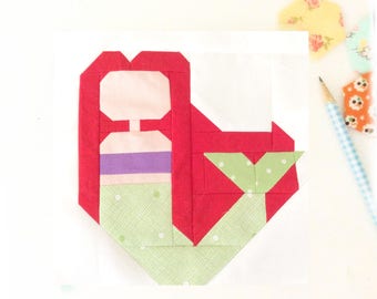 Mermaid Quilt Block PDF Instant Download Quilt Pattern 6 inch and 12 inch block instructions