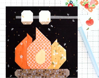 Campfire and Roasted Marshmallow Camping PDF Quilt Block Pattern - Instructions for 6 inch, 9 inch, 12 inch, 18 inch, 24 inch Blocks