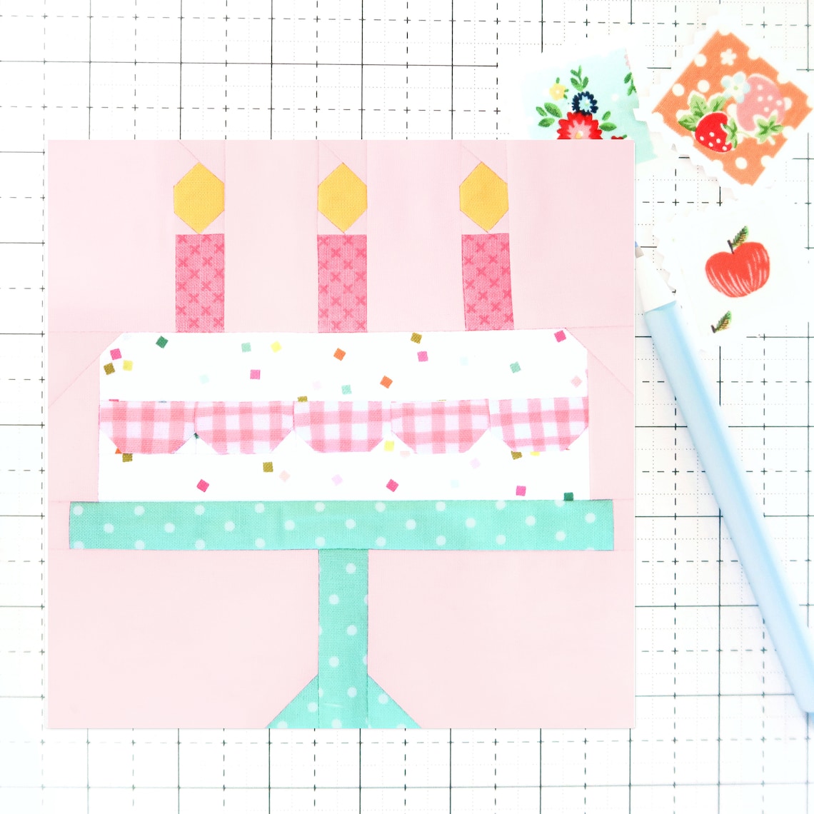 Birthday Cake Quilt Block Pattern Party PDF - Instructions for 6 Inch ...
