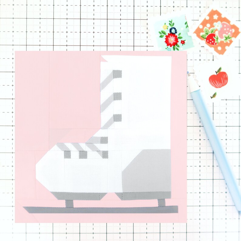 Ice Skate Winter Christmas Quilt Block PDF Pattern Includes Etsy