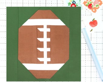 Football Sports Ball Quilt Block PDF Muster - Enthält Anweisungen für 6-Zoll-, 12-Zoll-, 18-Zoll- und 24-Zoll-fertige Blöcke