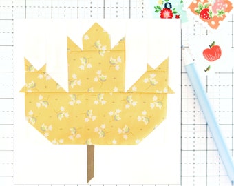 Maple Leaf Fall Autumn PDF Quilt Block Pattern - Includes instructions for 6 inch, 12 inch, 18 inch, and 24 inch Finished Blocks